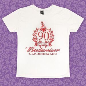 Hanes Budweiser White 90-Years Clydesdales Graphic T-Shirt | Size L